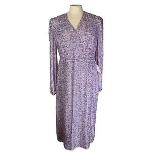 Mac Duggal 107641 Lavender Sequin V-Neck Long Sleeve Midi Dress Womens 10